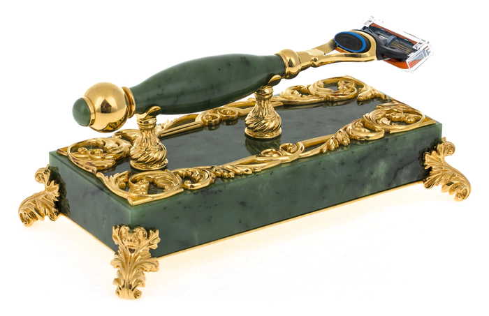Handmade shaving kit made of jade, Zlatoust