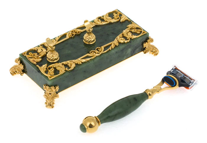 Handmade shaving kit made of jade, Zlatoust