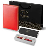 Gift set: Parker IM Premium fountain pen and red diary with gold cut