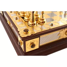 Шахматы из ясеня и тигрового глаза "Царские" Златоуст