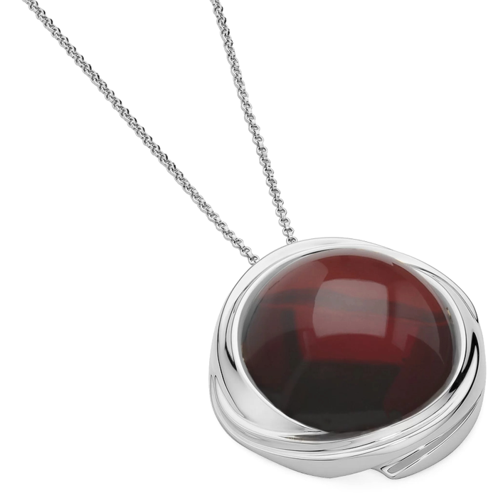 OPERA premium silver pendant with cherry amber