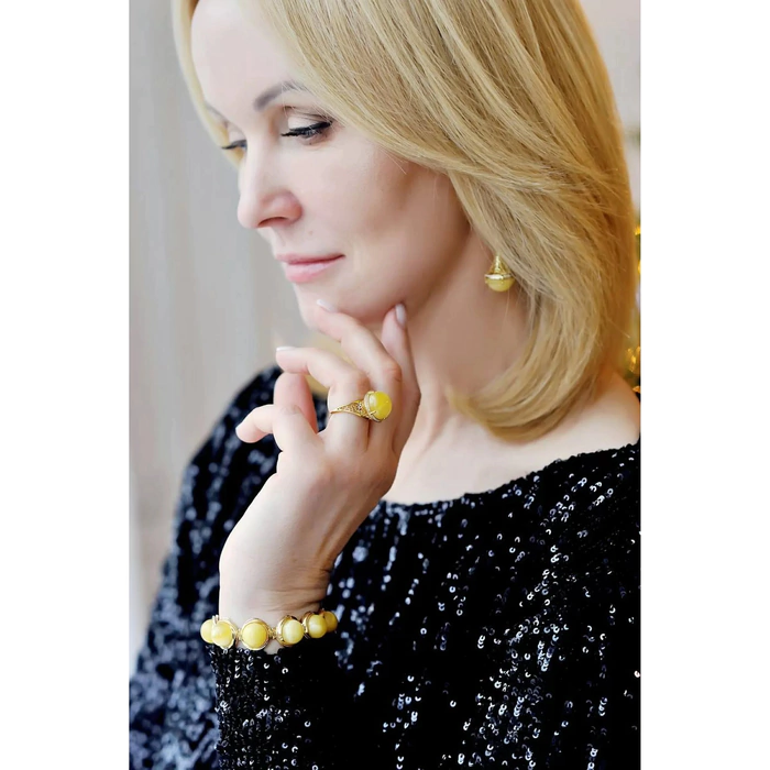 OPERA Premium silver bracelet with milk amber