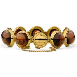 Браслет из серебра OPERA Premium с коньячным янтарем