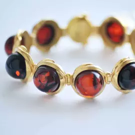 Браслет из серебра OPERA Premium с коньячным янтарем