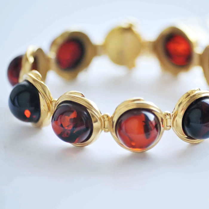 OPERA Premium silver bracelet with cognac amber