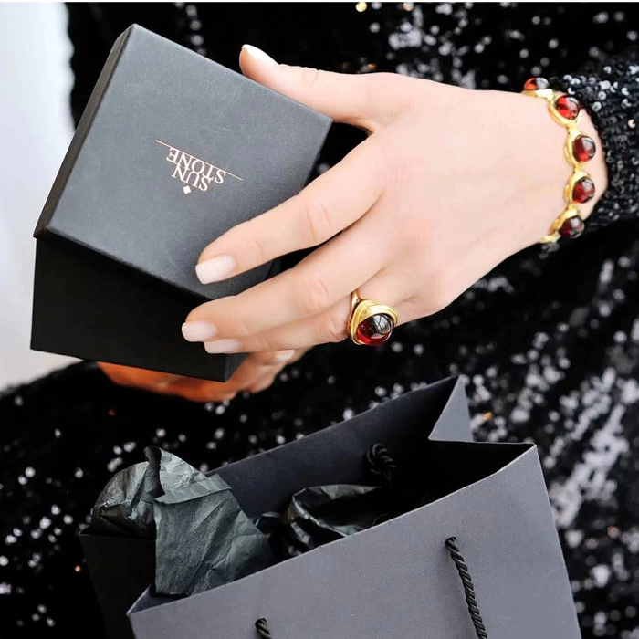 OPERA Premium silver bracelet with cognac amber