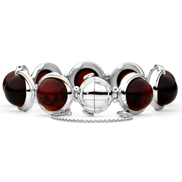 OPERA Premium silver bracelet with cherry amber