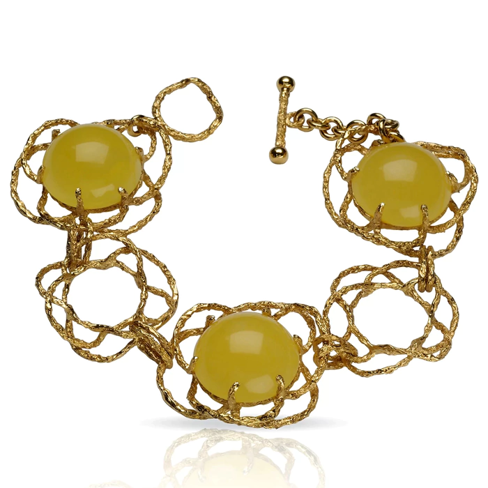OPERA Premium silver bracelet with milk amber