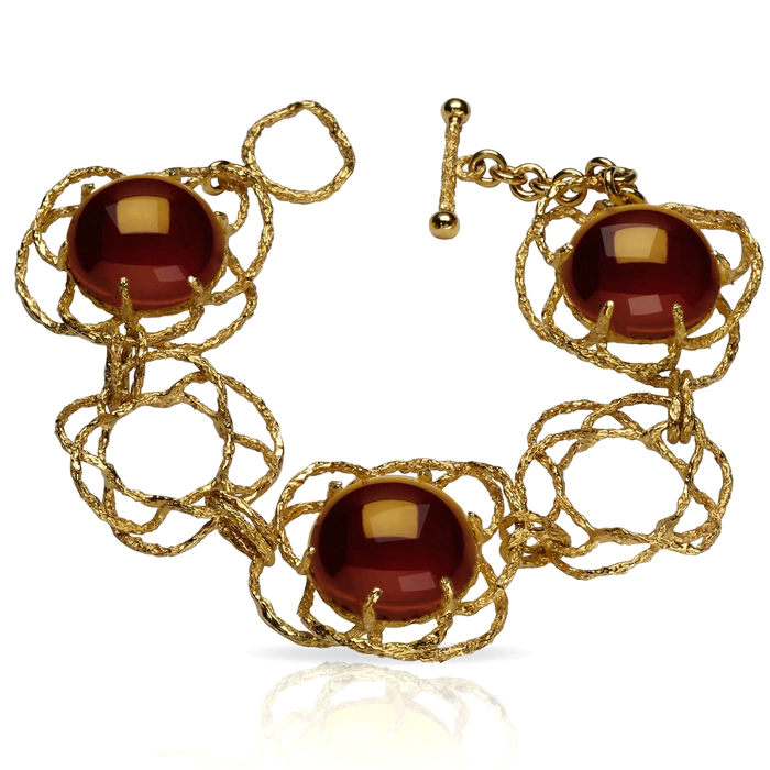 OPERA Premium silver bracelet with cognac amber