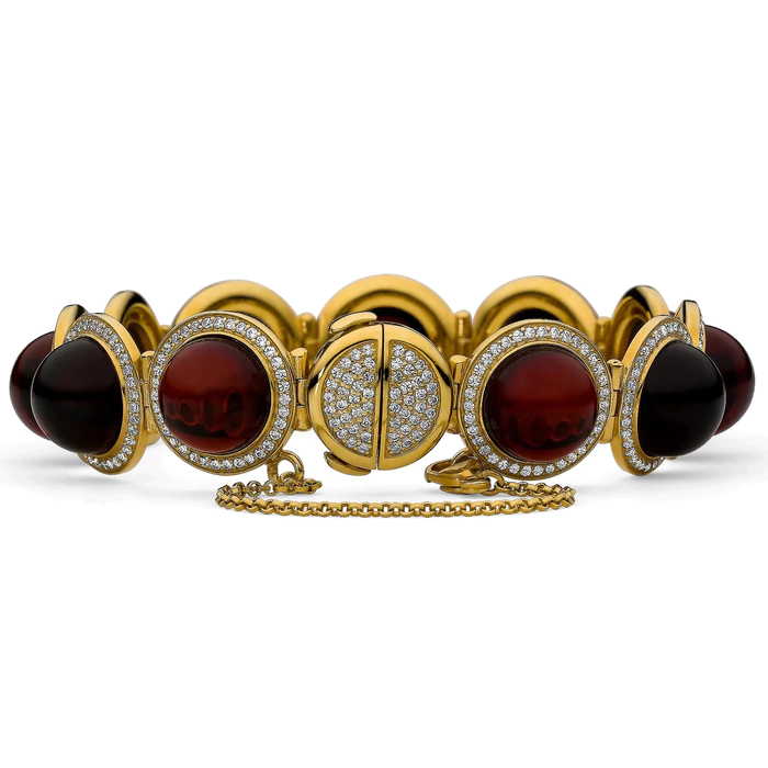 OPERA Premium silver bracelet with cognac amber
