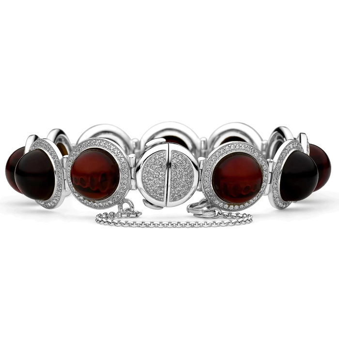 OPERA Premium silver bracelet with cherry amber