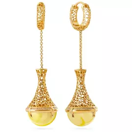 Серьги из серебра OPERA Premium с молочным янтарем