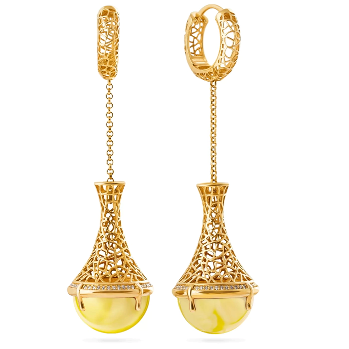 OPERA Premium silver earrings with milk amber