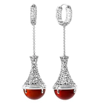 OPERA Premium silver earrings with cherry amber