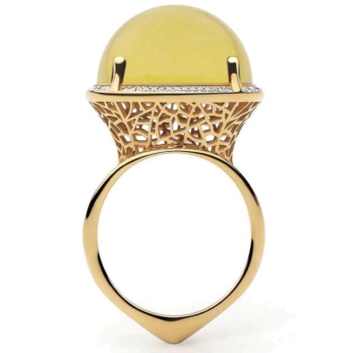 OPERA Premium silver ring with milk amber
