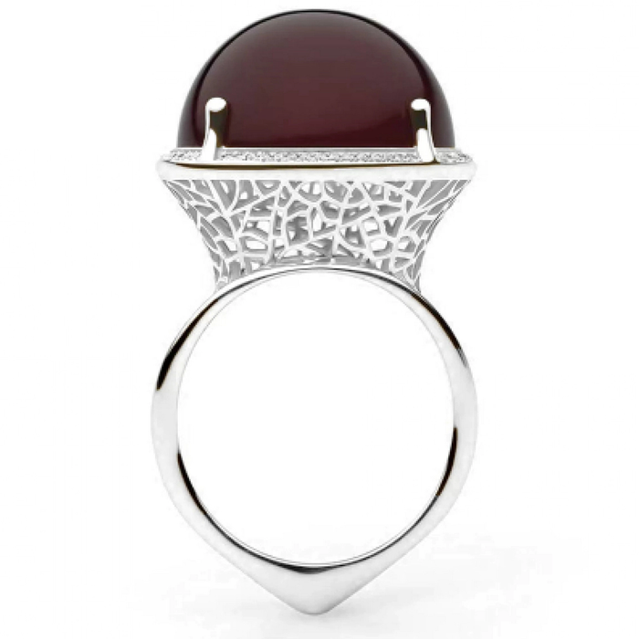 OPERA Premium silver ring with cherry amber