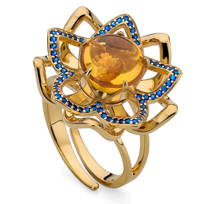 OPERA Premium silver ring with cognac amber