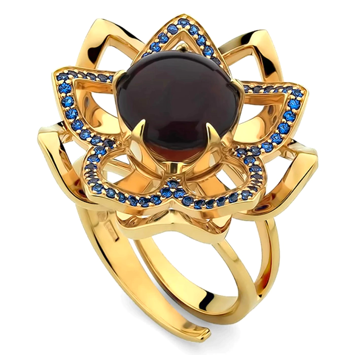 OPERA Premium silver ring with cherry amber