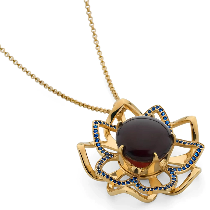 OPERA premium silver pendant with cherry amber