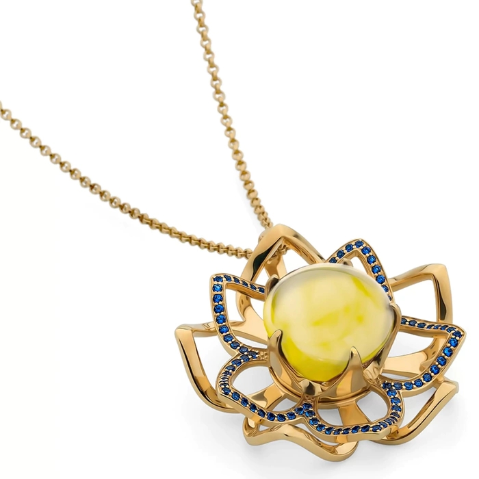 OPERA premium silver pendant with milk amber