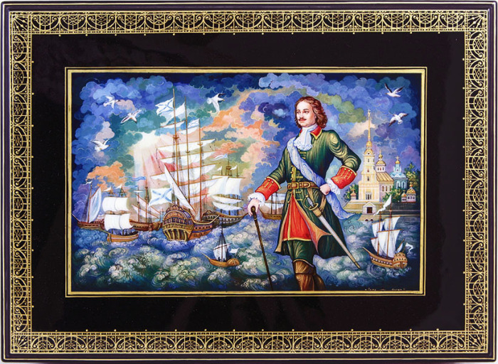 The box "Peter I" by Ershov, Palekh