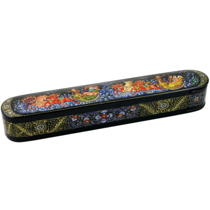 Box-pencil case "Troika" Mikulin, Palekh