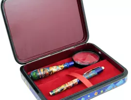 Набор с ручкой и лупой "Музыкант" в шкатулке, Палех