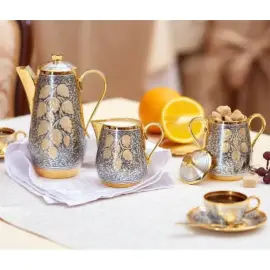 Кофейный сервиз из серебра "Хмель" на 6 персон