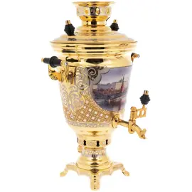 Чайный набор с самоваром "Москва" на 4 персоны, 10 предметов, Златоуст