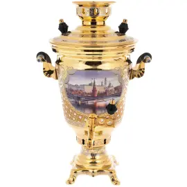 Чайный набор с самоваром "Москва" на 4 персоны, 10 предметов, Златоуст