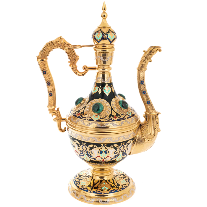 Oriental set for 6 persons (malachite, enamel)