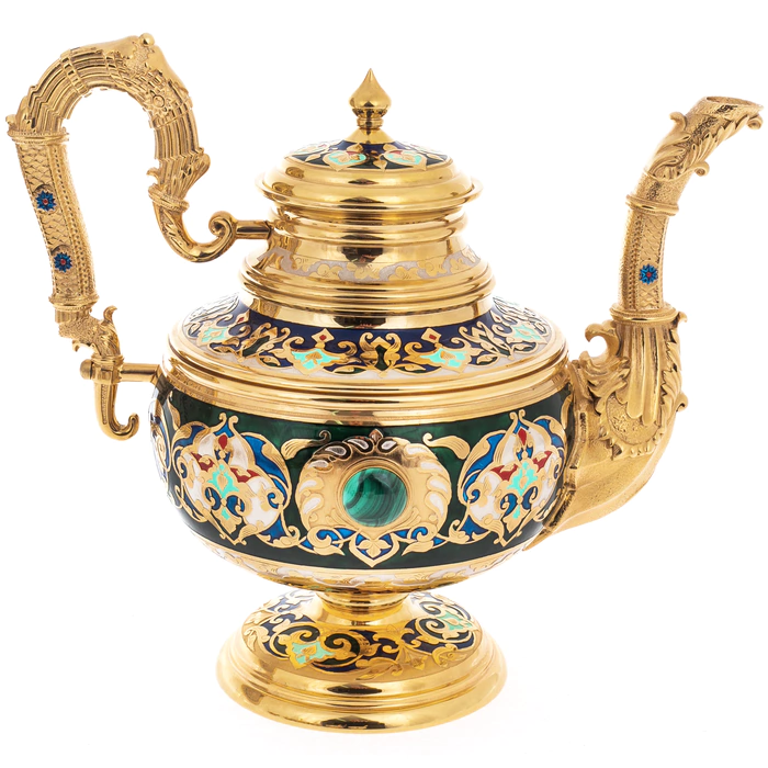 Oriental set for 6 persons (malachite, enamel)
