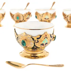 Сервиз "Восточный" на 6 персон, малахит, эмаль