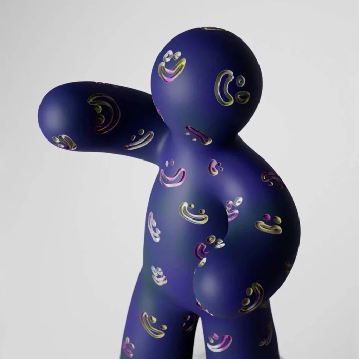 Sculpture Blue laugh by artist Taras Zheltyshev