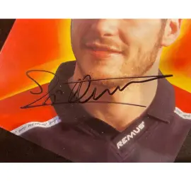 Карточка с автографом автогонщик Жака Вильнёва