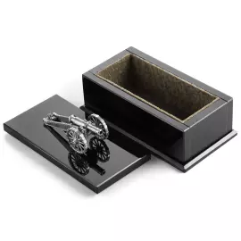 Шкатулка из обсидиана и серебра "Пушка"