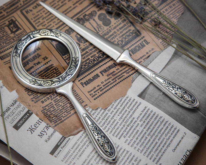Silver magnifier "Sprout"