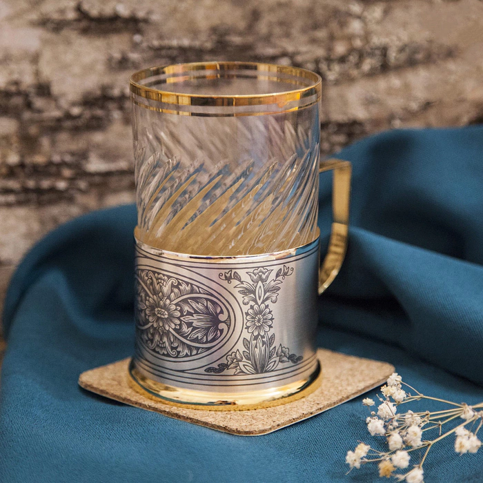 Silver cup holder "Flowers"