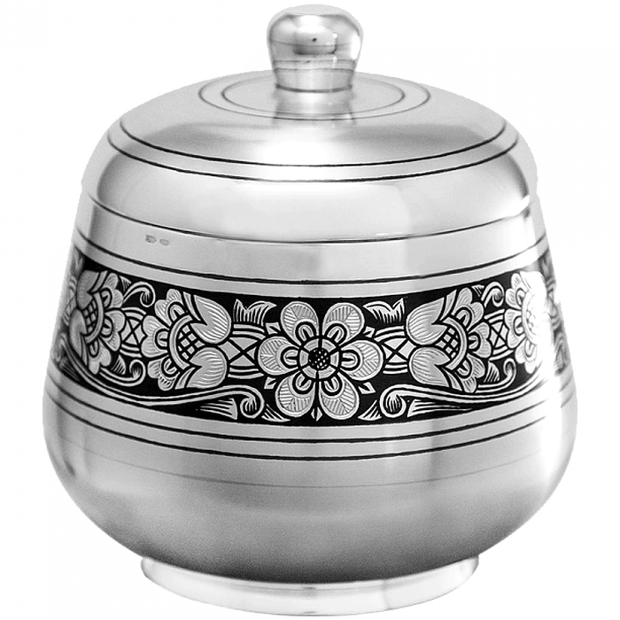 Silver sugar bowl "Flowers"