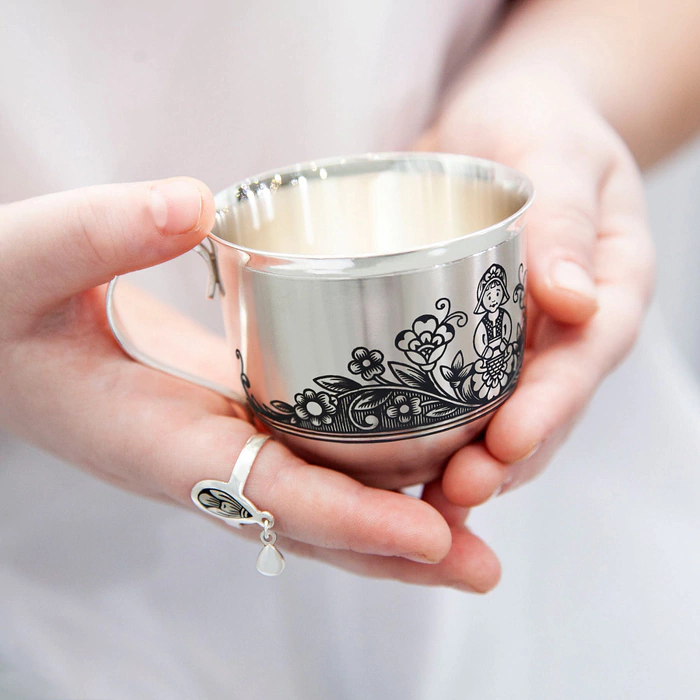 Children's cup made of silver "Little Red Riding Hood"