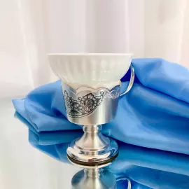 Чашка чайная из серебра "Черневой рисунок"