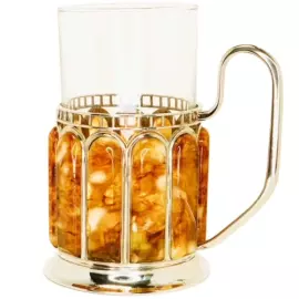 Подстаканник из янтаря и серебра "Железнодорожный"