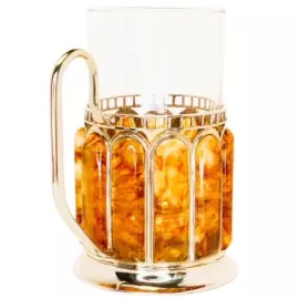 Подстаканник из янтаря и серебра "Железнодорожный"