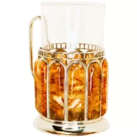 Подстаканник из янтаря и серебра "Железнодорожный"