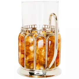 Подстаканник из янтаря и серебра "Железнодорожный"