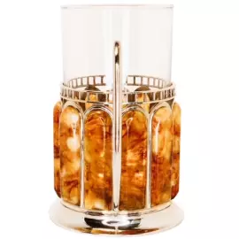 Подстаканник из янтаря и серебра "Железнодорожный"