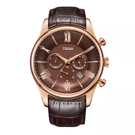 Наручные кварцевые часы Lincor Uni с коричневым ремешком