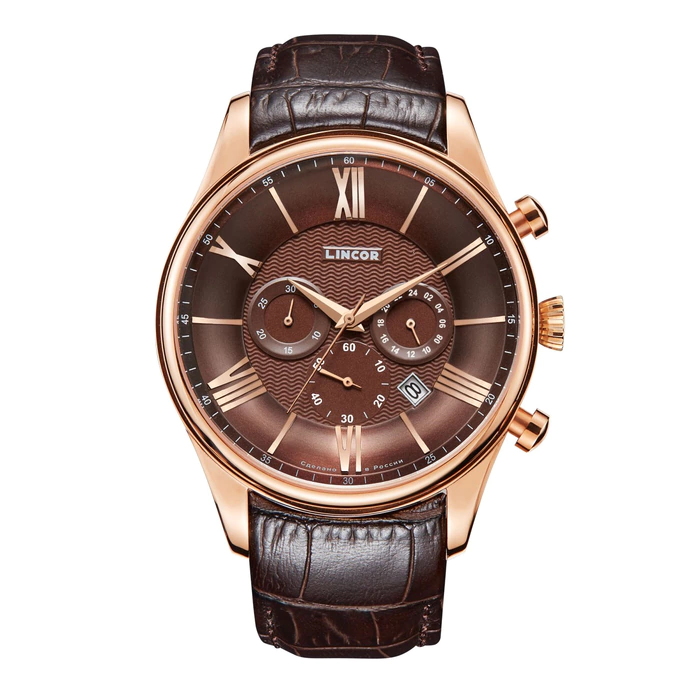 Lincor Uni Quartz Wrist Watch with Brown Strap