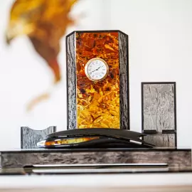 Письменный набор из березы и янтаря "Стандарт", коричневый