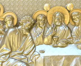 Картина из металла "Тайная вечеря" с золочением